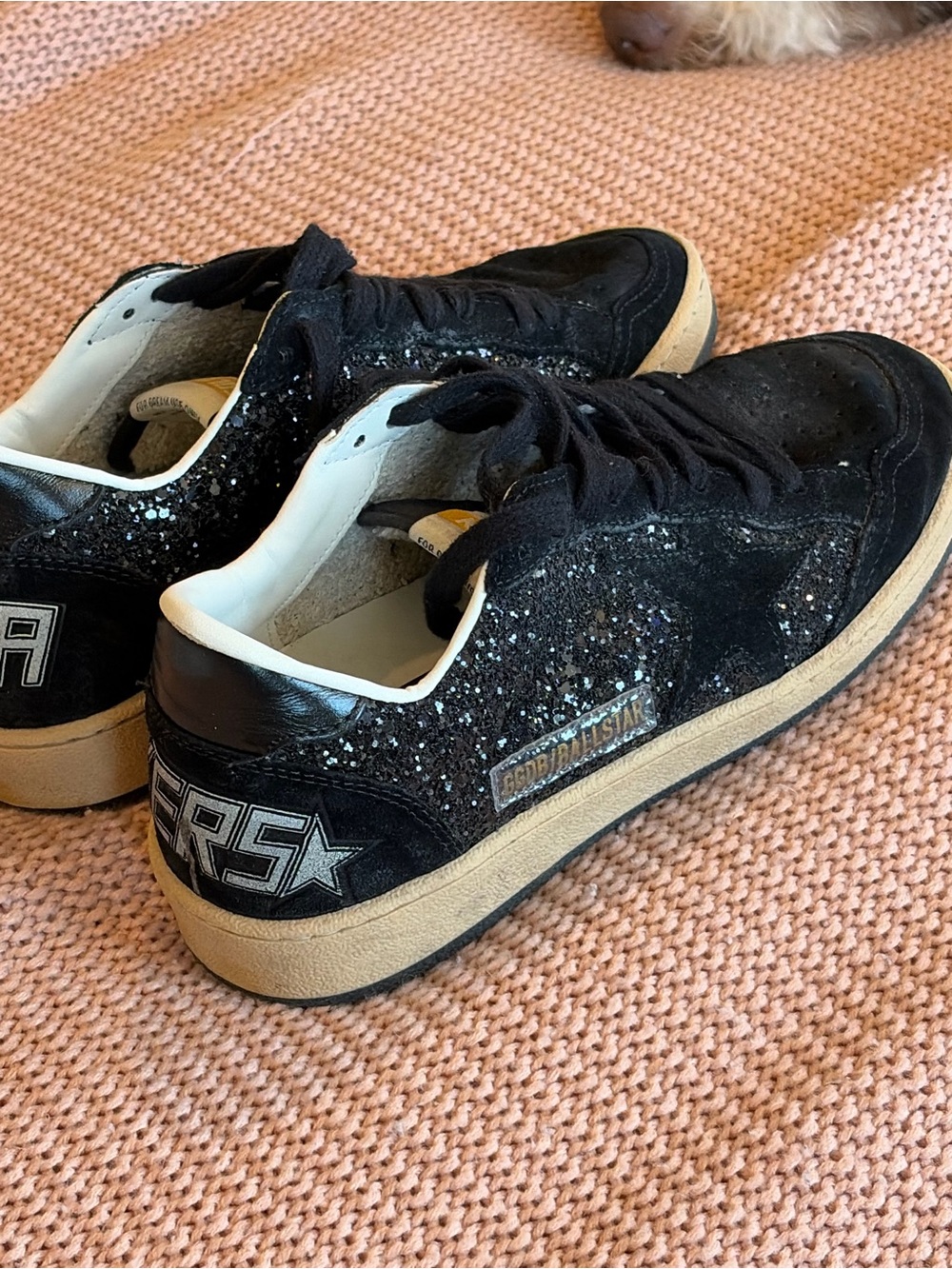 Golden Goose Black Glitter Ballstar Sneakers